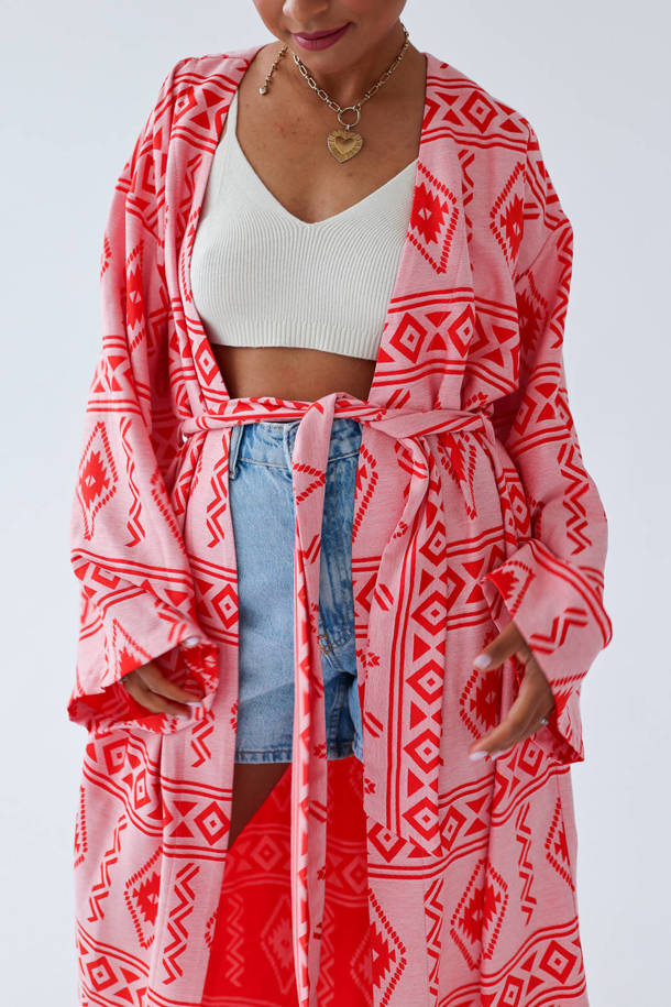 Šaty Kimono Maxi Aztec